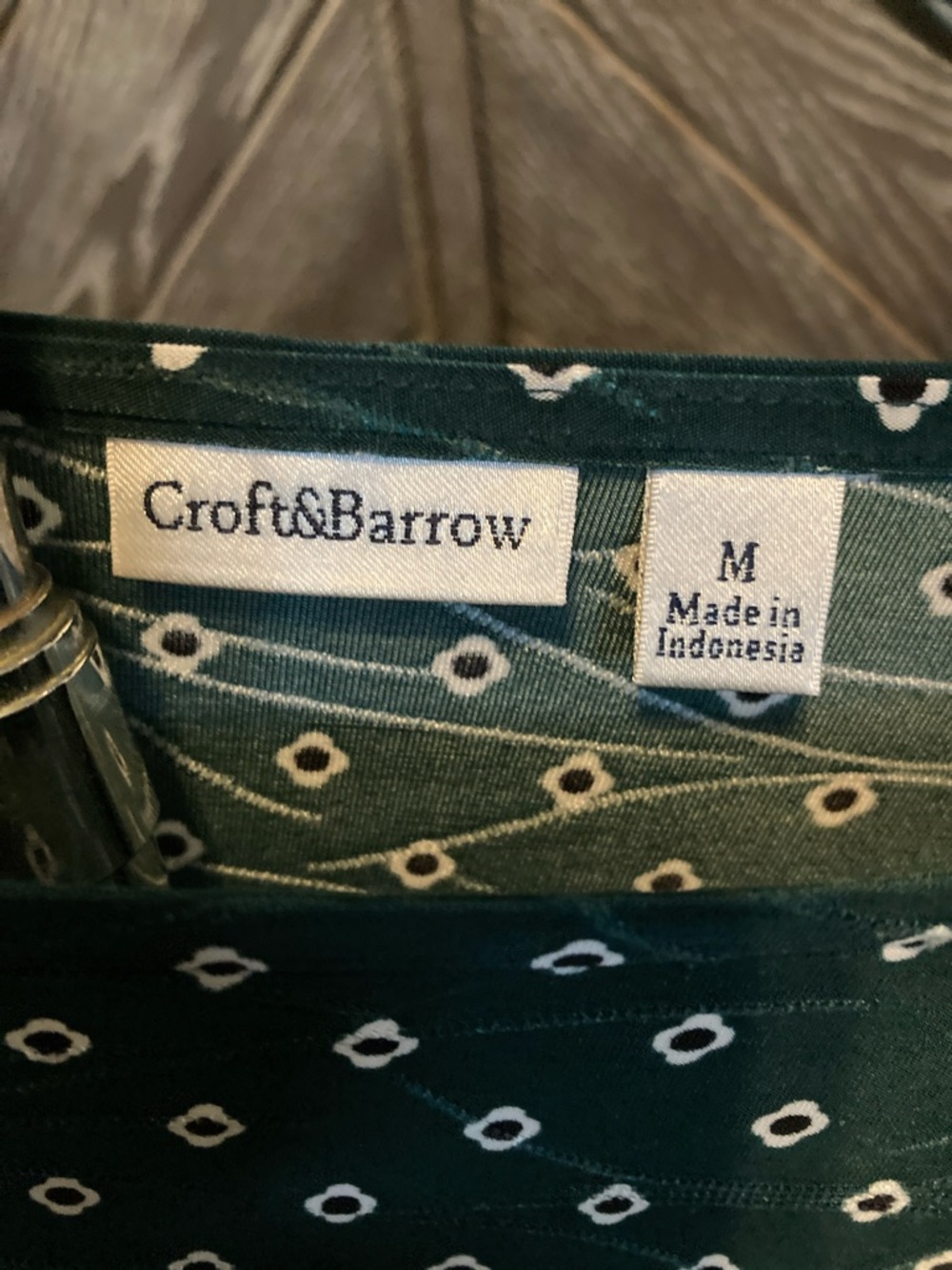 croft & barrow Dark Green Geometric 3/4 Sleeve Top - Picture 2 of 8